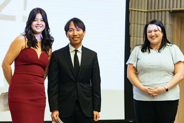 Miranda Lee, Christian Martin, and Colleen Dunphy standing together.