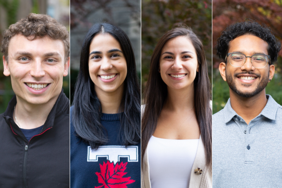 collage image of Aaron, Parneet, Sabrina and Ushwin